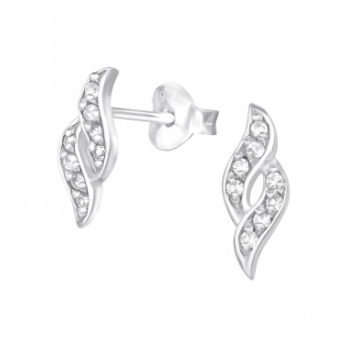 Spiral - 925 Sterling Silver Ear Studs with Zirconia stones A4S21545