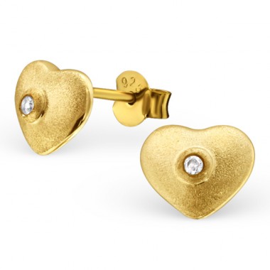 Heart - 925 Sterling Silver Ear Studs with Zirconia stones A4S22853