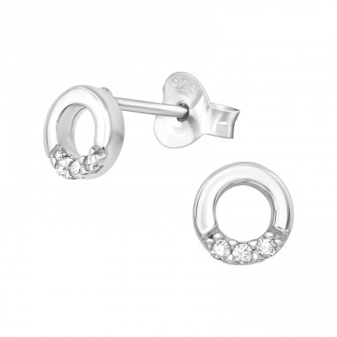 Round - 925 Sterling Silver Ear Studs with Zirconia stones A4S30932