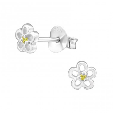 Eine Blume - 925er Silber Ohrstecker mit Zirkonia Steinen A4S33216