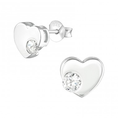 Heart - 925 Sterling Silver Ear Studs with Zirconia stones A4S36787