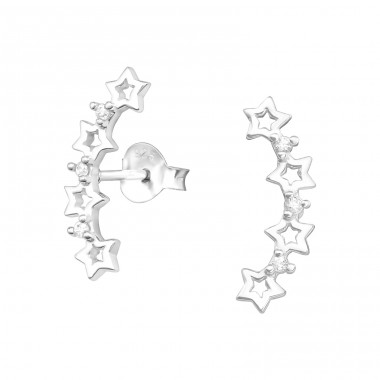 Stars - 925 Sterling Silver Ear Studs with Zirconia stones A4S37913