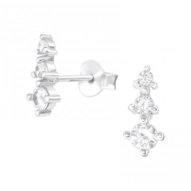 Sparkling - 925 Sterling Silver Ear Studs with Zirconia stones A4S38418