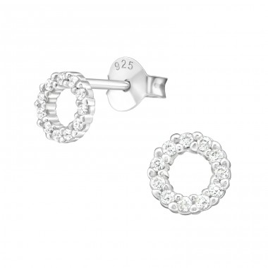 Circle - 925 Sterling Silver Ear Studs with Zirconia stones A4S38423