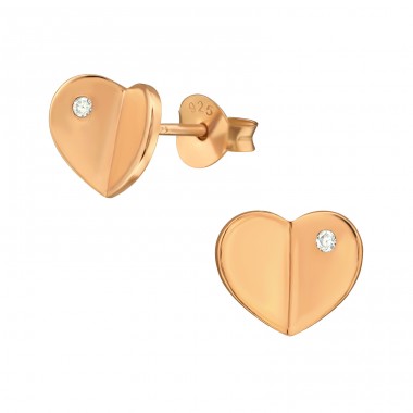 Heart - 925 Sterling Silver Ear Studs with Zirconia stones A4S38681