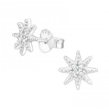 Northern Star - 925 Sterling Silver Ear Studs with Zirconia stones A4S38827