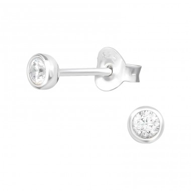 Round - 925 Sterling Silver Ear Studs with Zirconia stones A4S39456