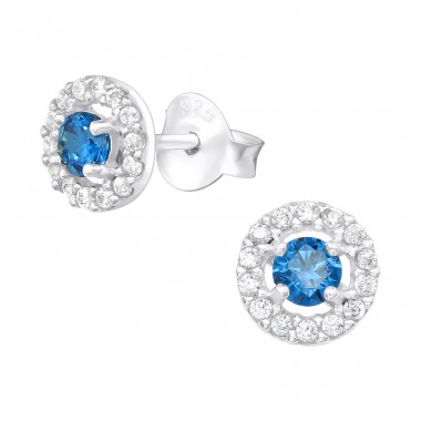 Round eye - 925 Sterling Silver Ear Studs With Zirconia Stones A4S40105