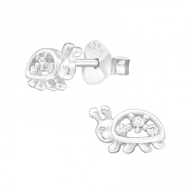 Ladybug - 925 Sterling Silver Ear Studs with Zirconia stones A4S40133