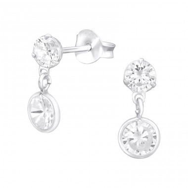 Round - 925 Sterling Silver Ear Studs with Zirconia stones A4S40962