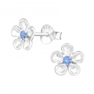 Flower - 925 Sterling Silver Ear Studs with Zirconia stones A4S41148