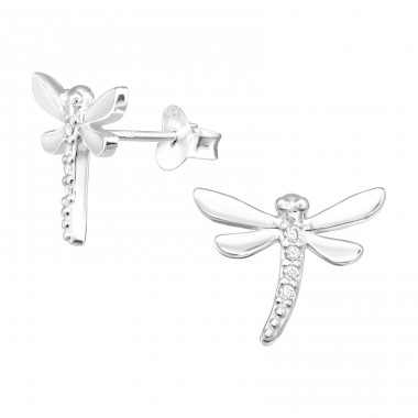 Dragonfly - 925 Sterling Silver Ear Studs with Zirconia stones A4S41363