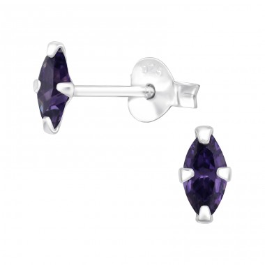 Marquise - 925 Sterling Silver Ear Studs With Zirconia Stones A4S42393