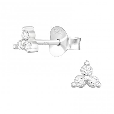 Flower - 925 Sterling Silver Ear Studs with Zirconia stones A4S42504