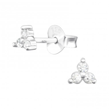 Flower - 925 Sterling Silver Ear Studs with Zirconia stones A4S42504