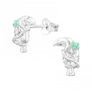 Hornbill Ear Studs - 925 Sterling Silver Ear Studs With Zirconia Stones A4S42762