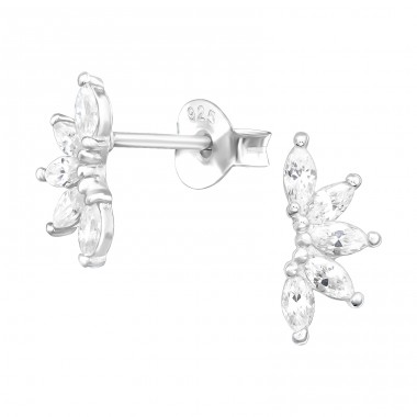 Funkelnde halbe Blume - Ohrstecker aus 925er Sterlingsilber mit Zirkon A4S43560