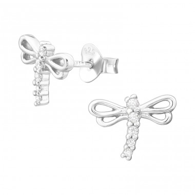 Dragonfly - 925 Sterling Silver Ear Studs with Zirconia stones A4S44016