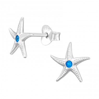 Seestern mit blauem Zirkon - Ohrstecker aus 925er Sterlingsilber mit Zirkon A4S45578