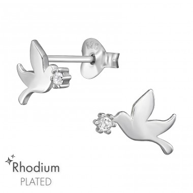 Vogel mit Zirconia - 925Er Silber Ohrstecker Mit Zirkonia Steinen A4S47176