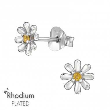 Blume mit Zirkonia - 925Er Silber Ohrstecker Mit Zirkonia Steinen A4S47179