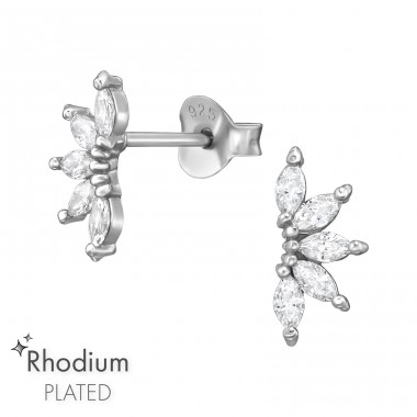 Marquise with Zirconia - 925 Sterling Silver Ear Studs With Zirconia Stones A4S47183