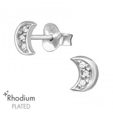 Halbmond mit Zirkonia - 925Er Silber Ohrstecker Mit Zirkonia Steinen A4S47196