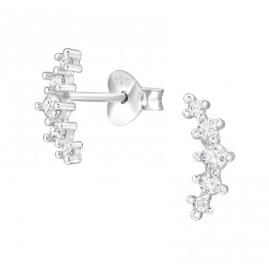 Arch with cubic zirconia - 925 Sterling Silver Ear Studs With Zirconia Stones A4S48710