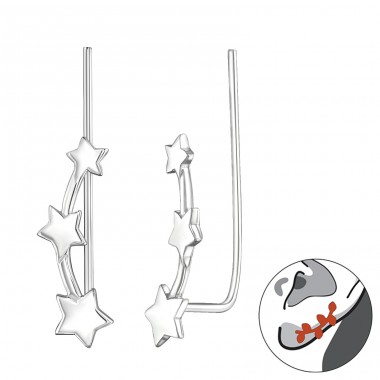 Star - 925 Sterling Silver Ear Cuffs and Ear climbers A4S24359