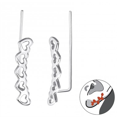 Heart - 925 Sterling Silver Ear Cuffs and Ear climbers A4S24362