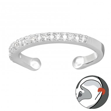 Schlicht mit Zirkonen - 925 Sterling Silber Ohrringe für ein Ohr A4S40887