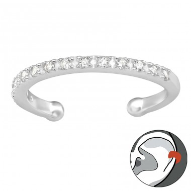 Schlicht mit Zirkonen - 925 Sterling Silber Ohrringe für ein Ohr A4S40890