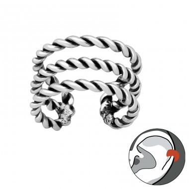 Oxidiertes Seil - Schmuck Silber 925 Einzelohrringe A4S41604