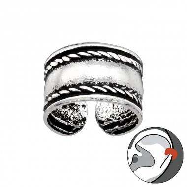 Oxidiert mit Seil - Schmuck Silber 925 Einzelohrringe A4S41737