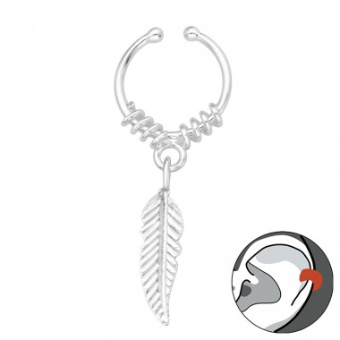 Hängende Feder - Schmuck Silber 925 Einzelne Ohr-Ohrringe A4S42268