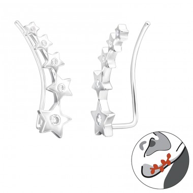 Sapte stele aliniate - Argint 925 Cercei Tip Ear Cuffs A4S43359