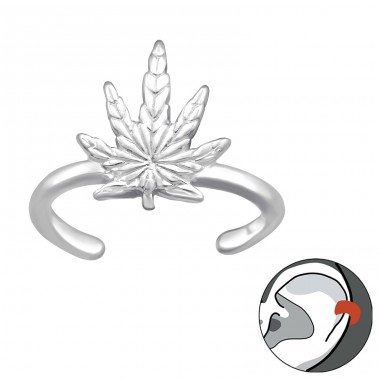 Weed Cannabis Leaf - 925 Sterling Silver Ear Cuffs And Ear Pins A4S43575