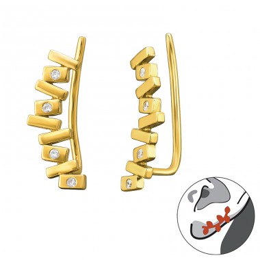 Golden ear decoration jenga tower - 925 Sterling Silver Ear Cuffs And Ear Pins A4S43858