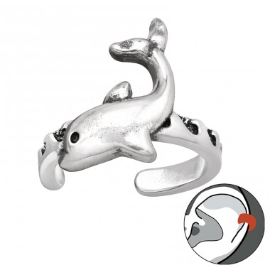 Oxidierter Delphin - Schmuck Silber 925 Einzelohrringe A4S44005