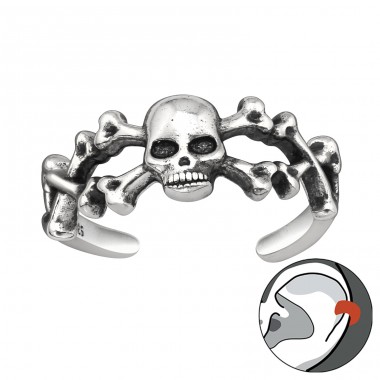 Oxidierter Totenkopf - Schmuck Silber 925 Einzelohrringe A4S44007