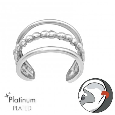 Triple Line Plain Platinum - 925 Sterling Silver Ear Cuffs And Ear Pins A4S44126