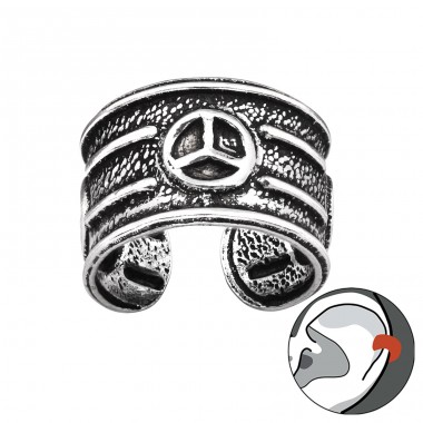 Oxidiertes Symbol des Friedens - Schmuck Silber 925 Einzelohrringe A4S44128