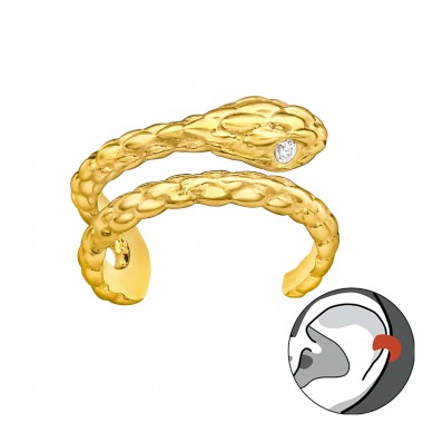 Golden Snake earcuff - 925 Sterling Silver Ear Cuffs And Ear Pins A4S44205