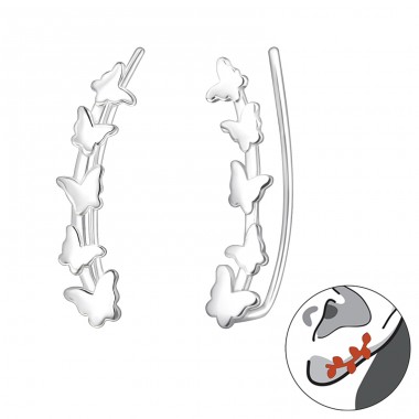 5 Schmetterlinge in einer Reihe - Ohrringe aus 925er Sterlingsilber für ein Ohr A4S44621
