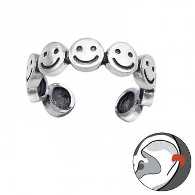 Oxidierter Smiley - Ohrstecker aus 925er Sterlingsilber A4S44892