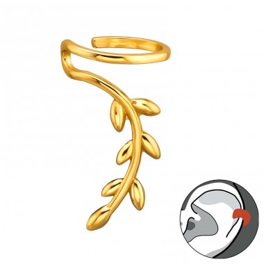 One ear Leaf decoration gold plated - 925 Sterling Silver Ear Cuffs And Ear Pins A4S44989