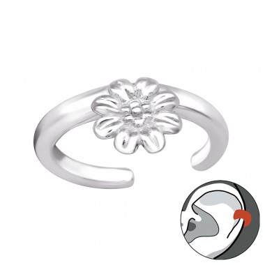 Flower - 925 Sterling Silver Ear Cuffs and Ear pins A4S45054