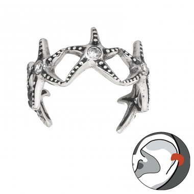 Starfish vintage oxidized - 925 Sterling Silver Ear Cuffs And Ear Pins A4S45298