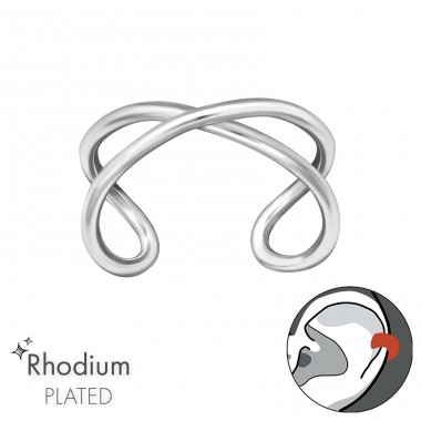 Rhodium Cross - 925 Sterling Silver Ear Cuffs And Ear Climbers A4S47155