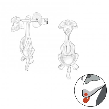 Dog - 925 Sterling Silver Double-sided Ear Studs A4S24268